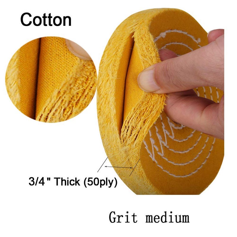 SCOTTCHEN Buffing Polishing Wheel Yellow 8 inch (50 Ply) for Bench Grinder 5/8" Arbor Hole - 1pcs - Image 2